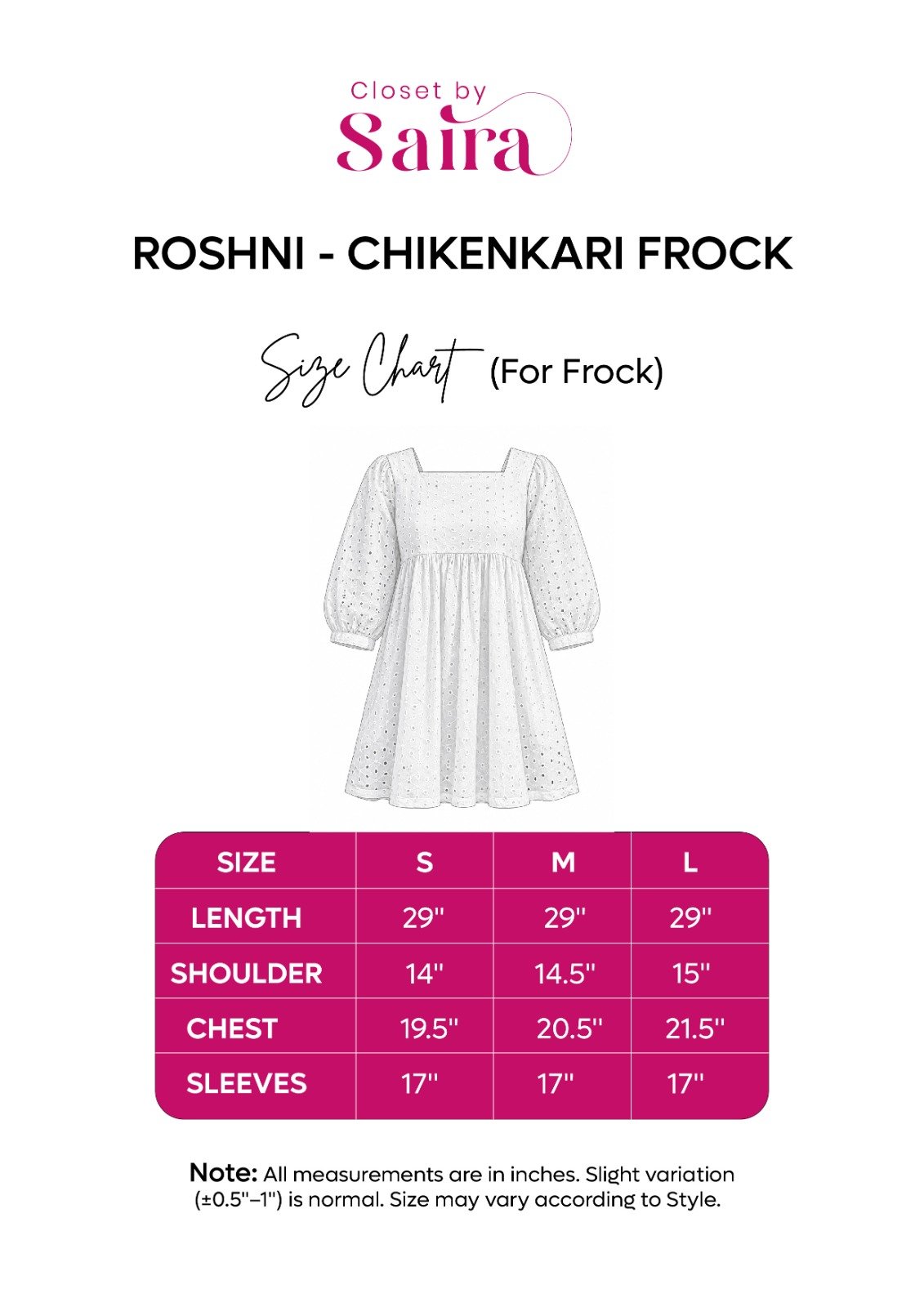 Chaandni 🌸 size guide