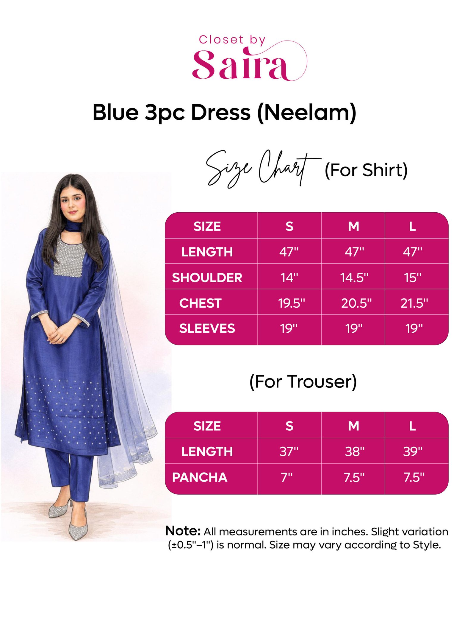 Neelam 🌸 size guide